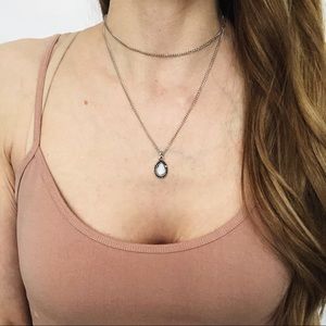 Teardrop Acrylic Opal Double Layer Necklace